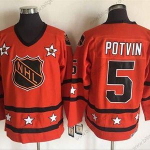 1972-81 NHL All-Star #5 Denis Potvin Orange CCM Throwback Syet Vintage Hockey Trøjer