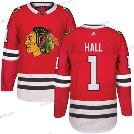 Adidas Chicago Sorthawks #1 Glenn Hall Rød Home Autentisk Syet NHL Trøjer