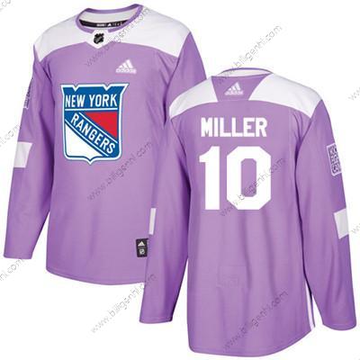 Adidas Detroit Rangers #10 J.T. Miller Lilla Autentisk Fights Cancer Syet Ungdom NHL Trøjer