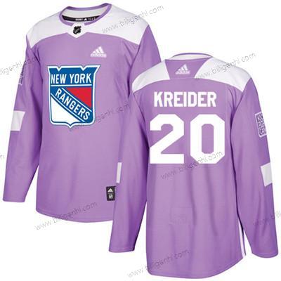 Adidas Detroit Rangers #20 Chris Kreider Lilla Autentisk Fights Cancer Syet Ungdom NHL Trøjer