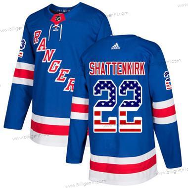 Adidas Detroit Rangers #22 Kevin Shattenkirk Royal Blå Home Autentisk USA Flag Syet Ungdom NHL Trøjer