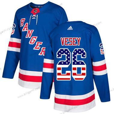 Adidas Detroit Rangers #26 Jimmy Vesey Royal Blå Home Autentisk USA Flag Syet Ungdom NHL Trøjer