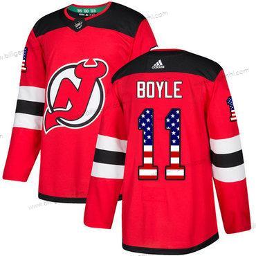Adidas Devils #11 Brian Boyle Rød Home Autentisk USA Flag Syet NHL Trøjer