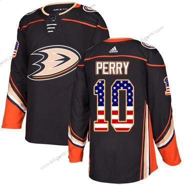 Adidas Ducks #10 Corey Perry Sort Home Autentisk USA Flag Syet NHL Trøjer