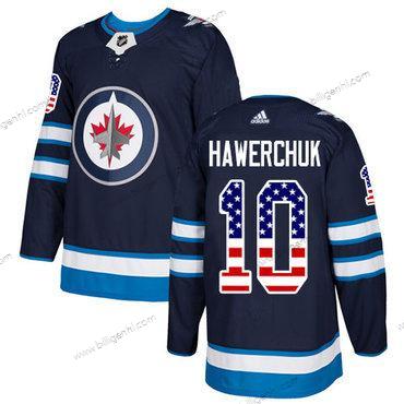 Adidas Jets #10 Dale Hawerchuk Flåde Blå Home Autentisk USA Flag Syet NHL Trøjer