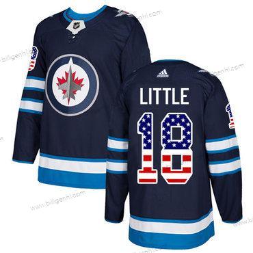 Adidas Jets #18 Bryan Little Flåde Blå Home Autentisk USA Flag Syet NHL Trøjer