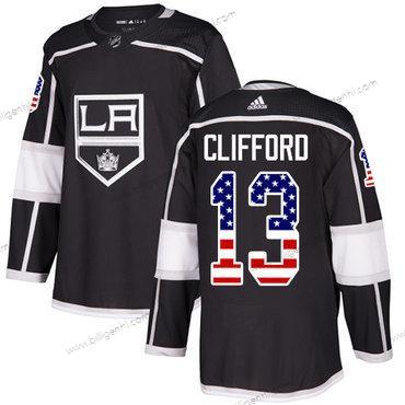 Adidas Kings #13 Kyle Clifford Sort Home Autentisk USA Flag Syet NHL Trøjer