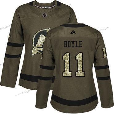 Adidas New Trøjer Devils #11 Brian Boyle Grøn Salute to Service kvinder Syet NHL Trøjer