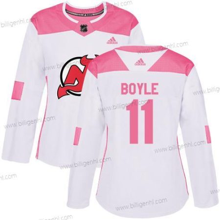Adidas New Trøjer Devils #11 Brian Boyle Hvid Lyserød Autentisk Mode kvinder Syet NHL Trøjer