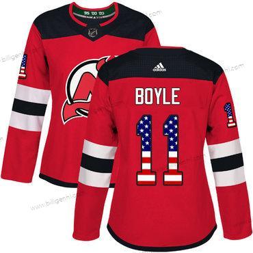Adidas New Trøjer Devils #11 Brian Boyle Rød Home Autentisk USA Flag kvinder Syet NHL Trøjer