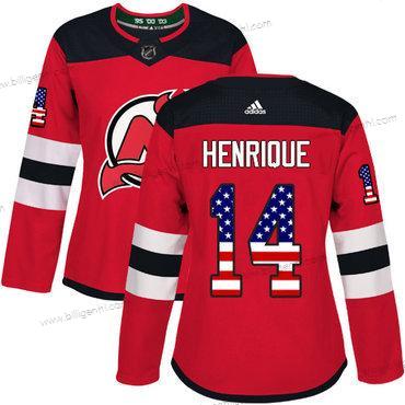 Adidas New Trøjer Devils #14 Adam Henrique Rød Home Autentisk USA Flag kvinder Syet NHL Trøjer