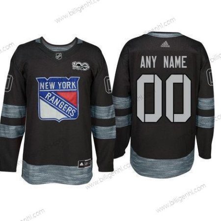 Adidas New York Rangers Sort 1917-2017 100TH Anniversary Syet NHL Custom Trøjer