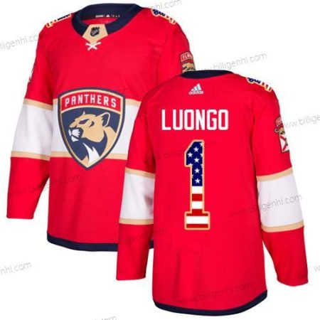Adidas Panthers #1 Roberto Luongo Rød Home Autentisk USA Flag Syet NHL Trøjer