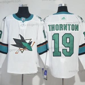 Adidas San Jose Sharks #19 Joe Thornton Hvid Road Autentisk Syet NHL Trøjer