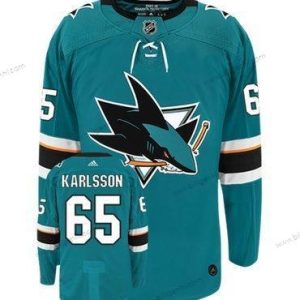 Adidas San Jose Sharks #65 Erik Karlsson Blågrøn Home Autentisk Syet NHL Trøjer