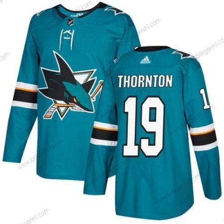 Adidas Sharks #19 Joe Thornton Blågrøn Home Autentisk Syet NHL Trøjer