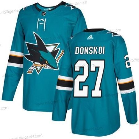 Adidas Sharks #27 Joonas Donskoi Blågrøn Home Autentisk Syet NHL Trøjer