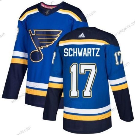 Adidas St. Louis Blås #17 Jaden Schwartz Blå Home Autentisk Syet Ungdom NHL Trøjer