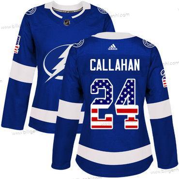 Adidas Tampa Bay Lysning #24 Ryan Callahan Blå Home Autentisk USA Flag kvinder Syet NHL Trøjer