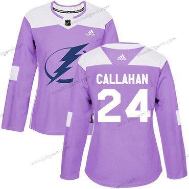 Adidas Tampa Bay Lysning #24 Ryan Callahan Lilla Autentisk Fights Cancer kvinder Syet NHL Trøjer