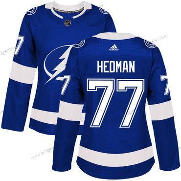 Adidas Tampa Bay Lysning #77 Victor Hedman Blå Home Autentisk kvinder Syet NHL Trøjer