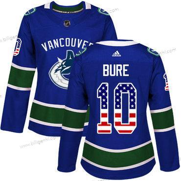 Adidas Vancouver Canucks #10 Pavel Bure Blå Home Autentisk USA Flag kvinder Syet NHL Trøjer