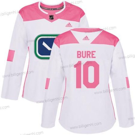 Adidas Vancouver Canucks #10 Pavel Bure Hvid Lyserød Autentisk Mode kvinder Syet NHL Trøjer