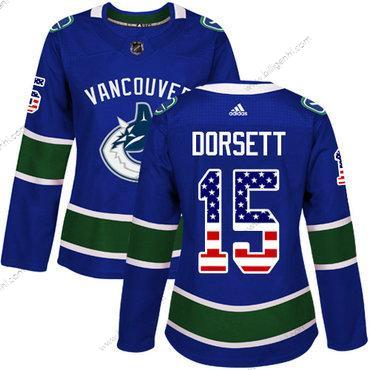Adidas Vancouver Canucks #15 Derek Dorsett Blå Home Autentisk USA Flag kvinder Syet NHL Trøjer
