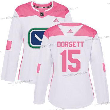 Adidas Vancouver Canucks #15 Derek Dorsett Hvid Lyserød Autentisk Mode kvinder Syet NHL Trøjer