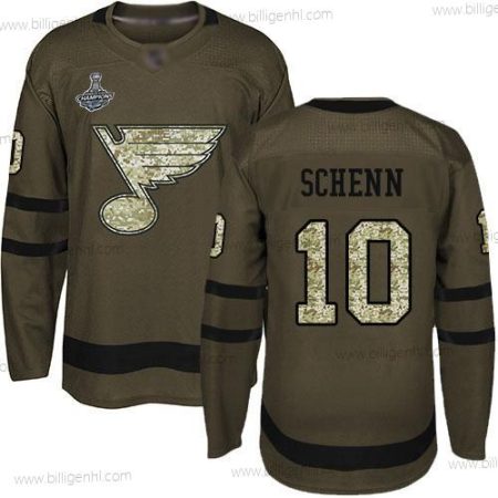 Blås #10 Brayden Schenn Grøn Salute to Service Stanley Cup Champions Syet Hockey Trøjer