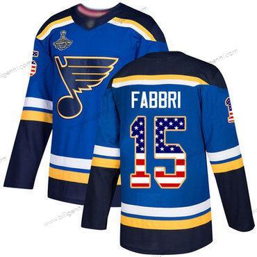 Blås #15 Robby Fabbri Blå Home Autentisk USA Flag Stanley Cup Champions Syet Hockey Trøjer