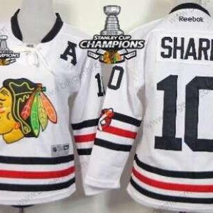 Chicago Sorthawks #10 Patrick Sharp 2015 Vinter Klassisk Hvid Børn Trøjer W/2015 Stanley Cup Champion Patch