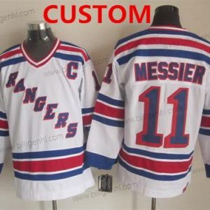 Herre New York Rangers Custom 1993 Hvid Throwback CCM Trøjer