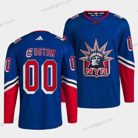 Herre New York Rangers Custom Blå 2022 Reverse Retro Syet Trøjer