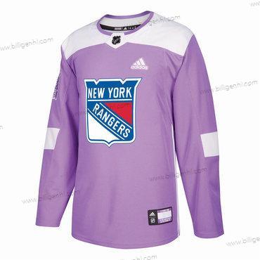 Herre New York Rangers Lilla Lyserød Custom Adidas Hockey Fights Cancer Practice Trøjer