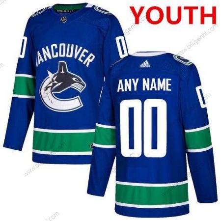 Ungdom Adidas Vancouver Canucks Customized Autentisk Blå Home NHL Trøjer