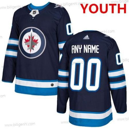 Ungdom Adidas Winnipeg Jets Customized Autentisk Flåde Blå Home NHL Trøjer