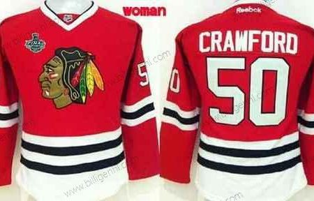 kvinder Chicago Sorthawks #50 Corey Crawford 2015 Stanley Cup Rød Trøjer